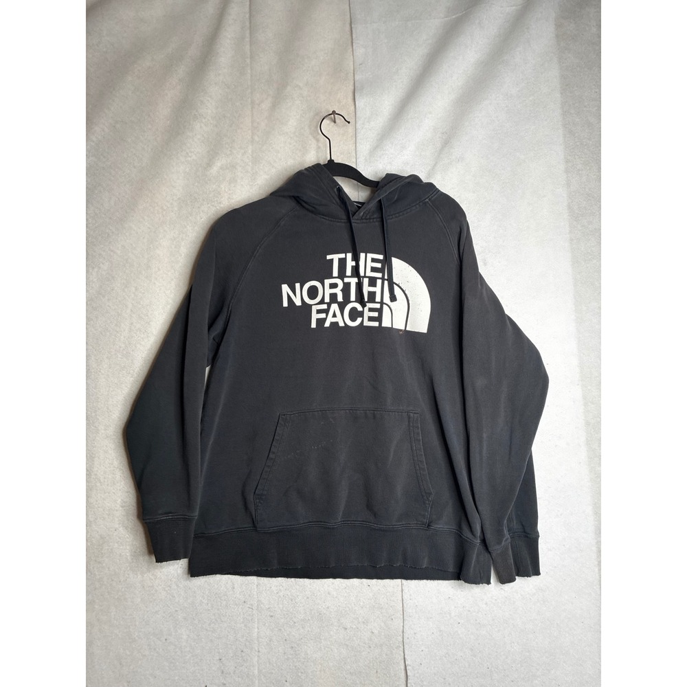 The‎ North Face Womens Hoodie Black Large Logo Pullover Sweatshirt Fleece L
